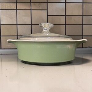 Corning Ware Avocado Green 1 Quart‎ Lidded Casserole Dish, Vtg Ceramic Cookware